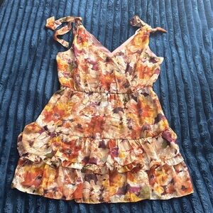 The General Good Stitch Fix floral ruffle dress with tie shoulders, size Large